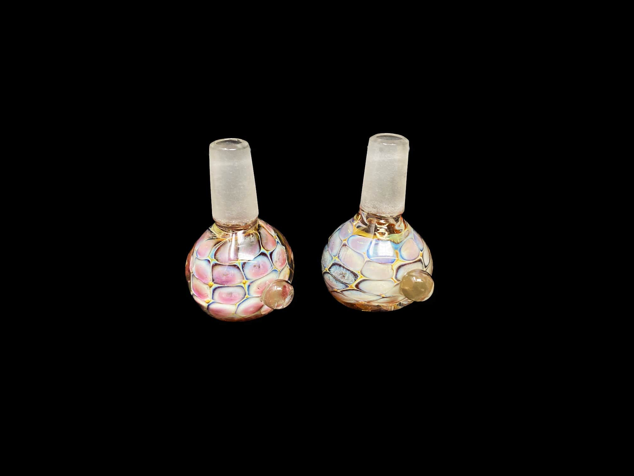 Himalayan Creation Alternatives Handmade 14mm Glass Bowl Piece w/ Pink & White Fumed Accents