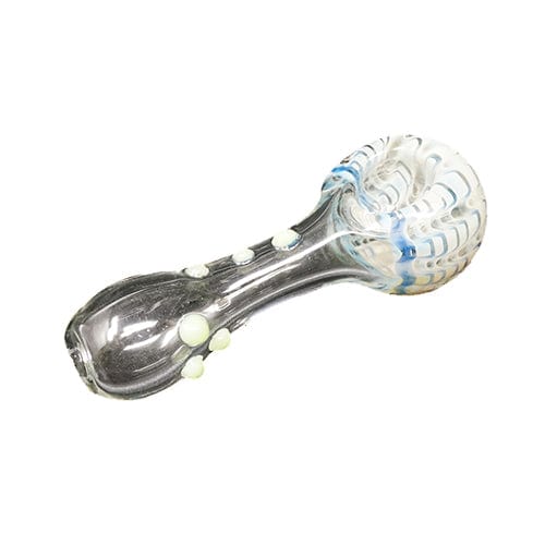 Himalayan Creation Alternatives Handmade Glass Hand Pipe w/ White & Blue Accents