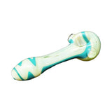 Himalayan Creation Alternatives Teal & Green Handmade Glass Hand Pipe w/ Wig-Wag Pattern