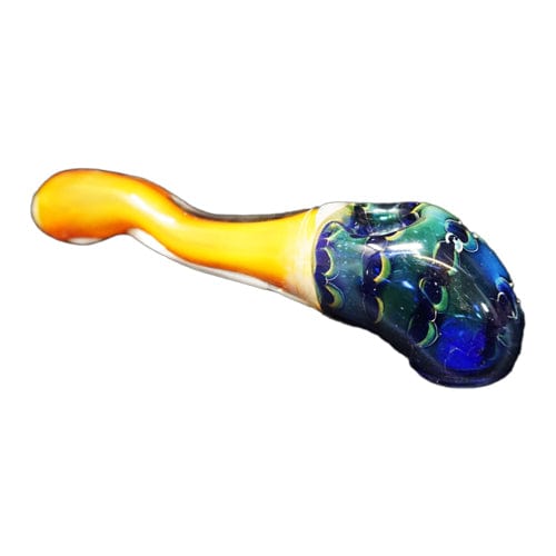 Himalayan Creation Alternatives Uniquely Shaped Handmade Glass Hand Pipe w/ Fumed Accents