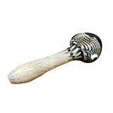 Himalayan Creation Alternatives White Handmade Glass Hand Pipe w/ Striped Accents