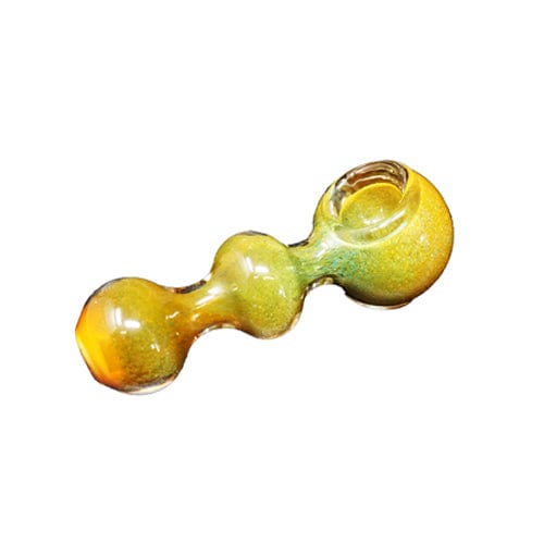 Himalayan Creation Alternatives Yellow Handmade Glass Hand Pipe w/ Fumed Accents