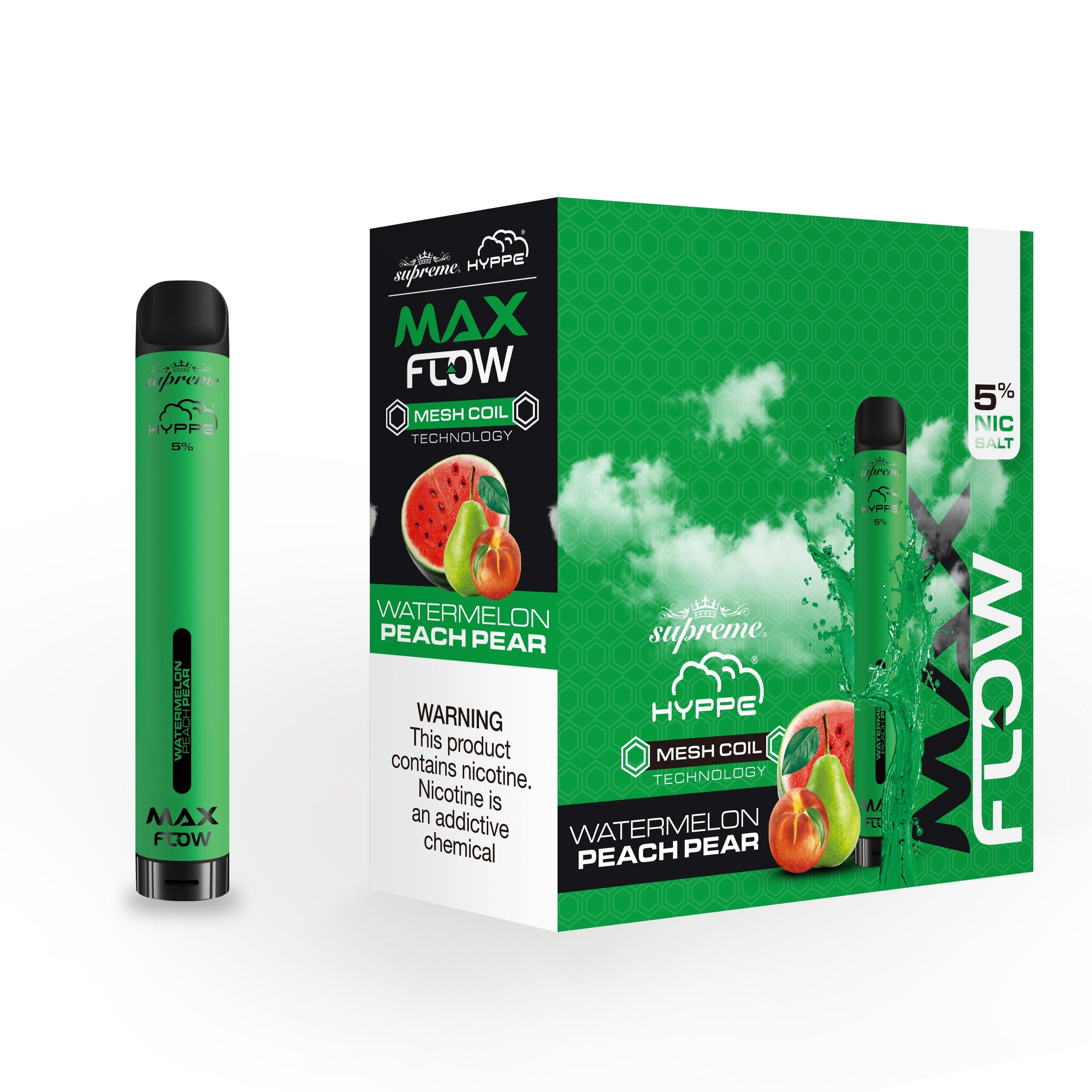 Hype Bar Disposable Vape Watermelon Peach Pear Hyppe Max Flow Disposable with Mesh Coil
