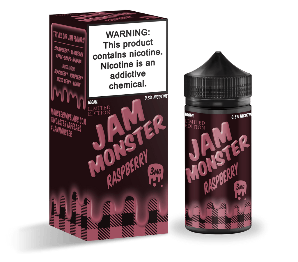 Monster Vape Labs ZERO MG 0MG Jam Monster Raspberry 100ml Vape Juice - 0mg