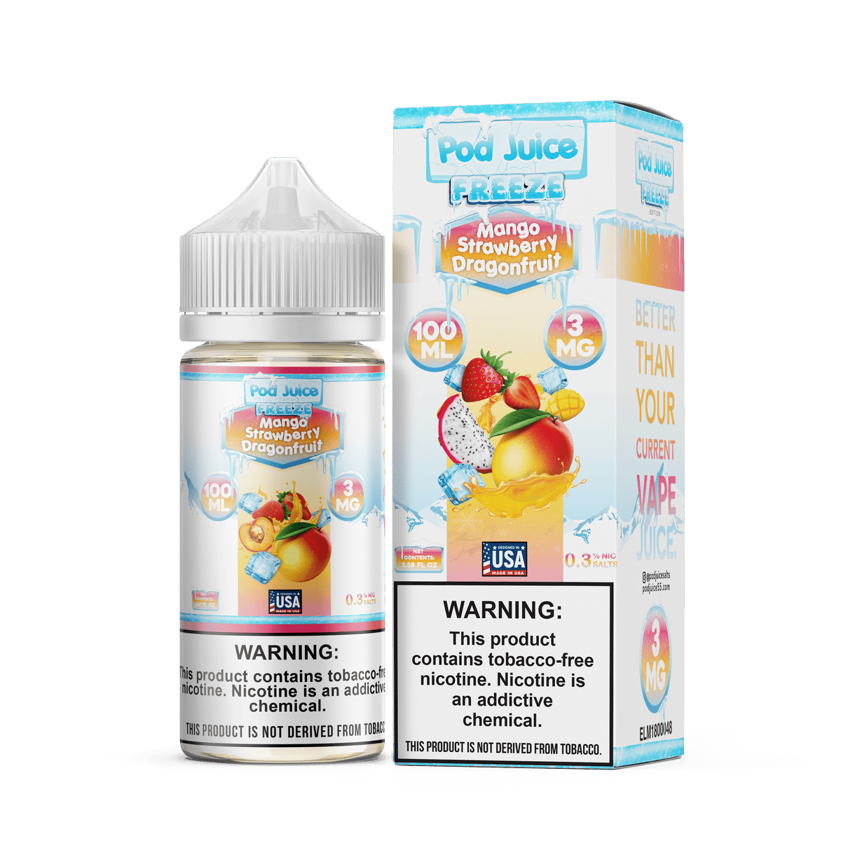 Pod Juice Juice Pod Juice Freeze Mango Strawberry Dragonfruit TF 100ml Vape Juice