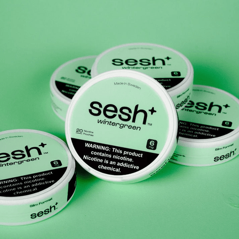 sesh+ wintergreen nicotine pouches